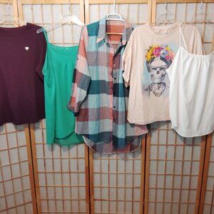LOT OF 5/$20 WOMENS TOPS SHIRTS A NEW DAY FRIDA KAHLO JERRY LEIGH PLUS SIZE XXL